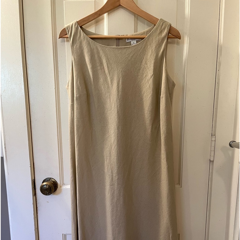 Pendleton Linen Blend Tank Dress Cream Color 1/2 Zip